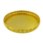 Decorative Golden Round Tray – Elegant Metal Platter with Intricate Embossed Patterns for Serving and Home Décor|COLOUR-GOLD| Brand Name : SUGARCRAFT BOX CO