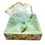 Vintage lace border basket Decorative Fabric Box with Golden Embroidery – Multipurpose Ornamental Container |sky blue|10×10|