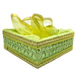 Regal green Satin Fabric Covered Gift Box with Golden Trim – Luxurious Keepsake and Presentation Case.|COLOUR-GREEN| 8×8 Inch