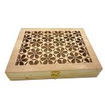 Wooden Storage Box for storing napkins,chocolates,dry-fruits,etc..Medium Size Wooden Boxes |LIGHT BROWN COLOUR|PACK OF 5| (SQUARE FLOWER BOX)