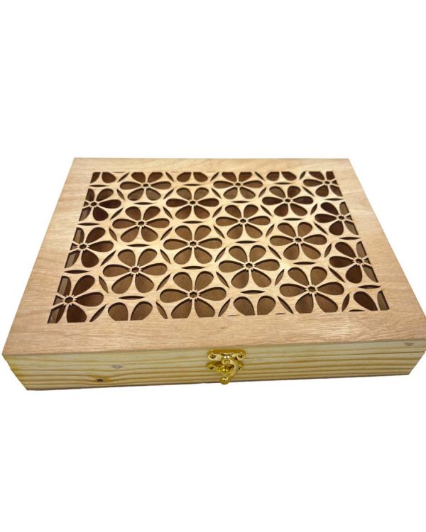 Wooden Storage Box for storing napkins,chocolates,dry-fruits,etc..Medium Size Wooden Boxes |LIGHT BROWN COLOUR|PACK OF 5| (SQUARE FLOWER BOX)